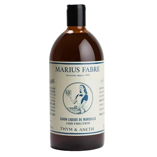 Marius Fabre Marseille soap bottle with label on a white background