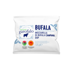 Packaging of Bufala Mozzarella di Bufala Campana Dop from Fattoria Garofalo on a white background
