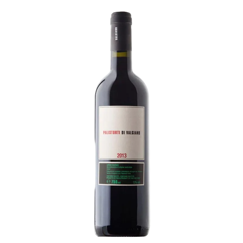 Wine bottle with a visible label on a white background