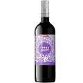 Wine bottle with a purple label on a white background