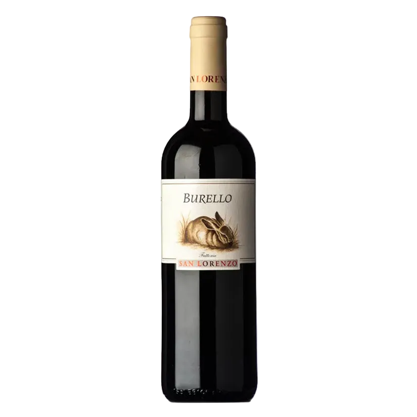 Wine bottle with label on a white background