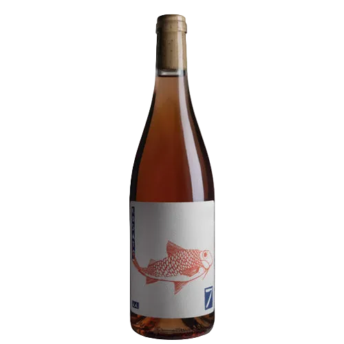 Wine bottle with a fish illustration on a white background