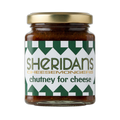 Jar of Sheridan's chutney for cheese on a white background